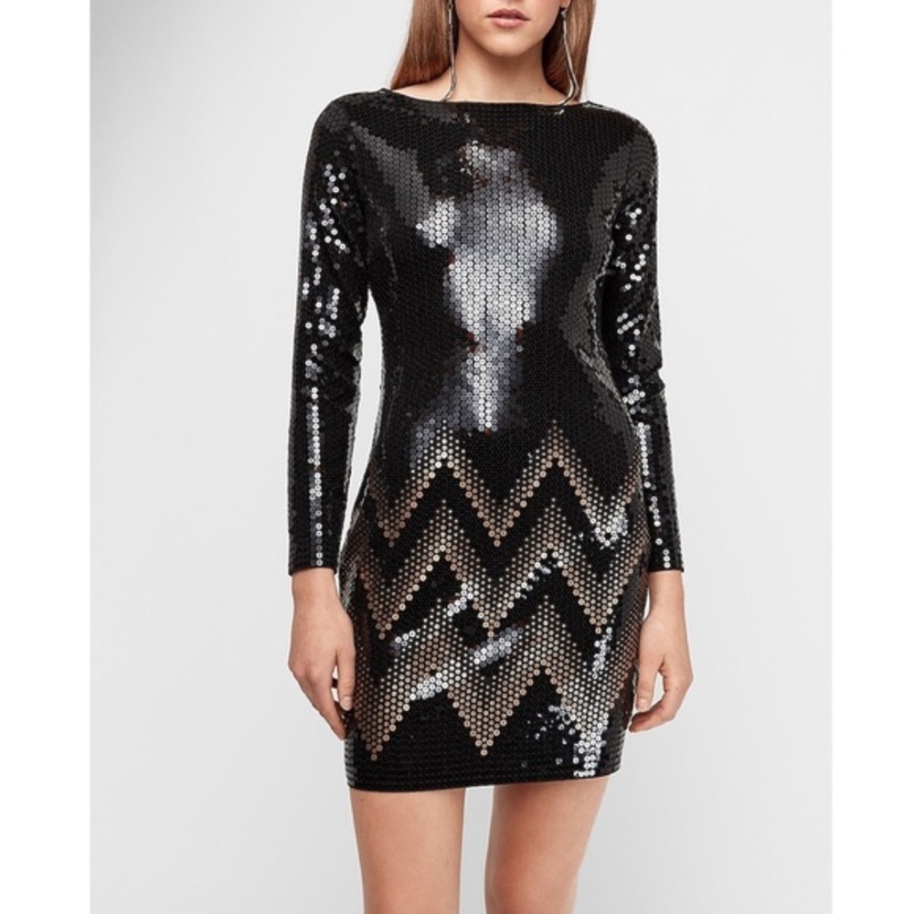 Express black sequins dress